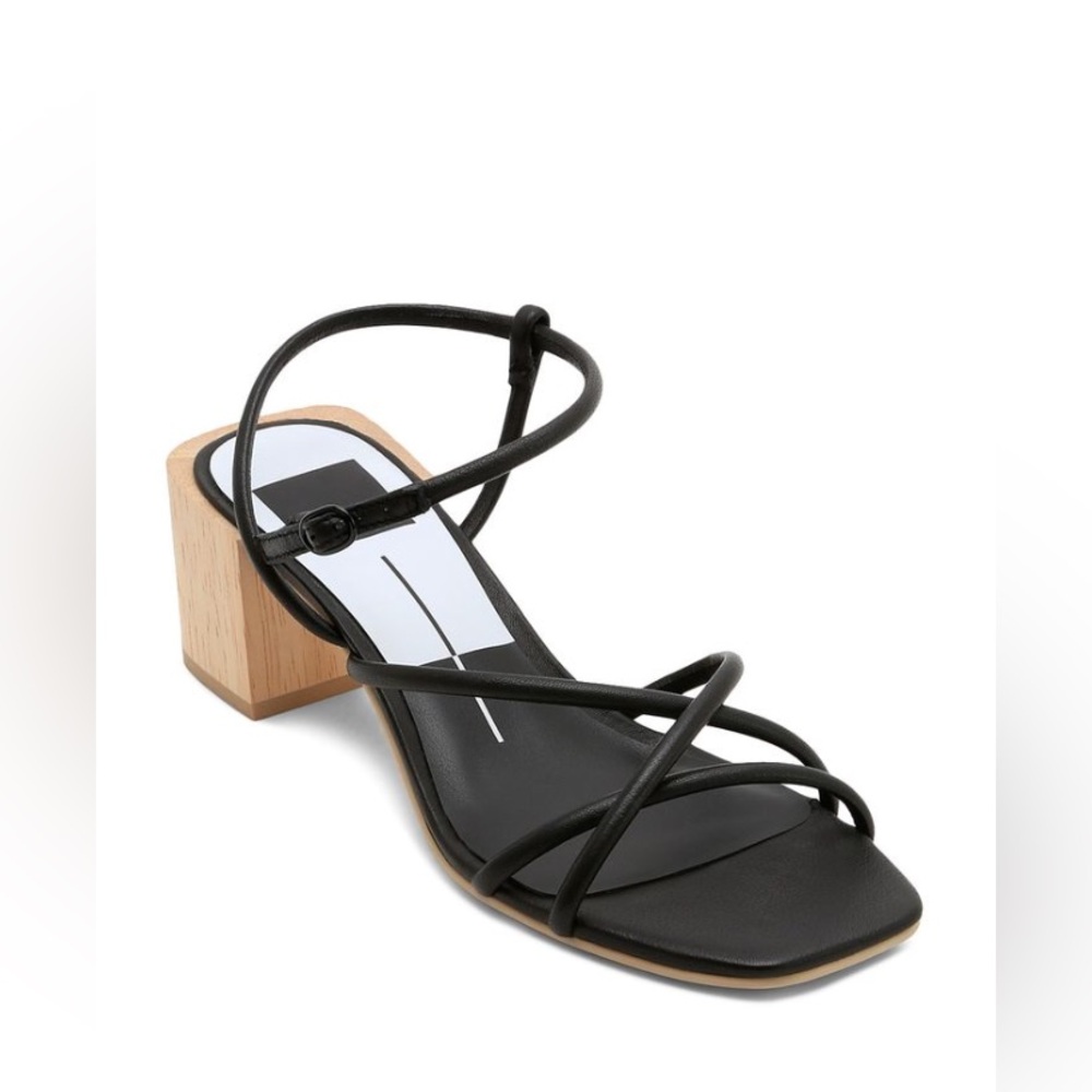 Dolce Vita Black Strappy Wood-Block Sandals